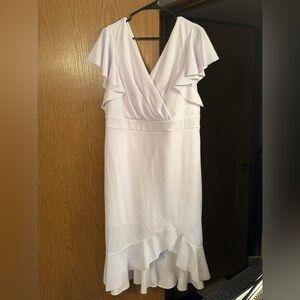 SHEIN White Asymmetrical Ruffle Dress